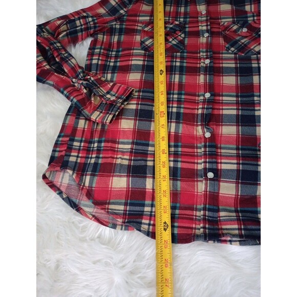 Passport Flannel Shirt Womens Medium Pearl Snap Long Sleeve Collared Casual - Picture 4 of 7